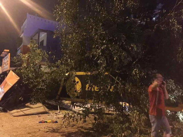 Cửa hàng Thế giới di động bị đè nát (ảnh T.B)