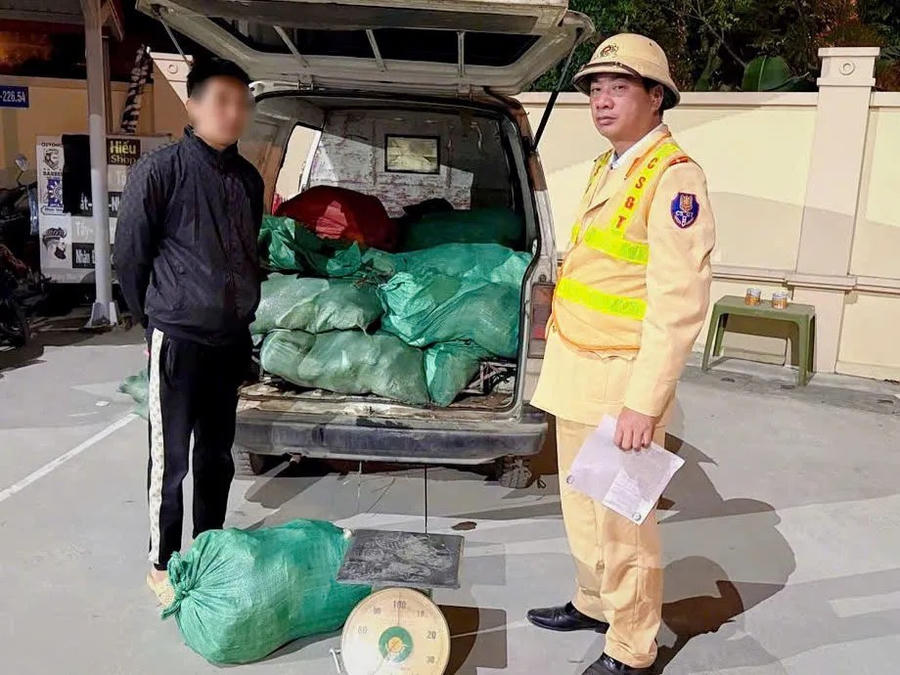 Toàn bộ số hàng là chân gà đông lạnh, đang bốc mùi hôi tanh.