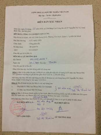 Biên bản Con Cưng “đền” sản phẩm mới cho ông H.