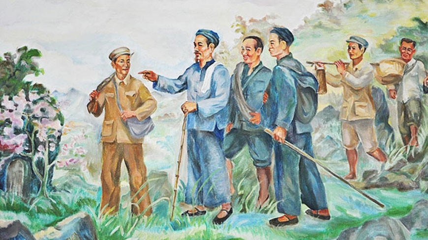 Bác Hồ về nước ngày 28/01/1941 (Tranh: Trịnh Phòng)