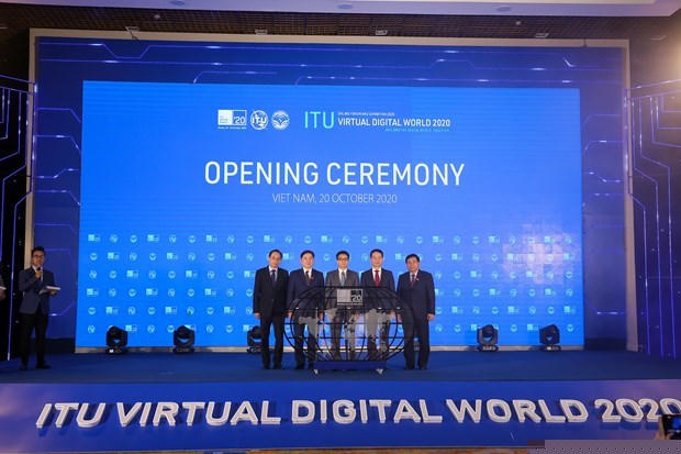 Hội nghị và Triển lãm Thế giới số chính thức khai mạc tối 20/10. (Ảnh: Minh Sơn/Vietnam+)