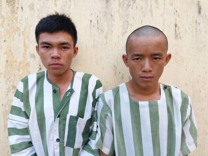 Đối tượng Trương Công Duy và Nguyễn Tuấn tại Trại tạm giam Công an huyện Ia Grai.
