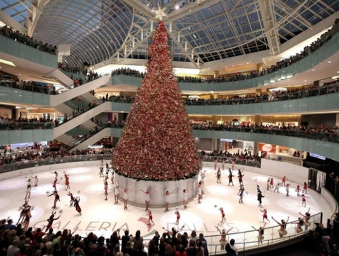 Cây thông trong nhà lớn nhất tại Mỹ. Cây thông đặt trong lòng khu trung tâm Dallas Galleria được xem là cây thông Giáng sinh trong nhà lớn nhất tại Mỹ với hơn 10.000 đồ trang trí và khoảng 250.000 chiếc đèn gắn trên đó