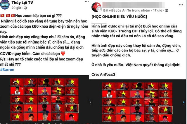 Hình ảnh của tập thể sinh viên ĐH Thủy lợi đã được chụp màn hình và lan truyền trong một số hội nhóm sở hữu hàng chục ngàn thành viên trên Facebook.