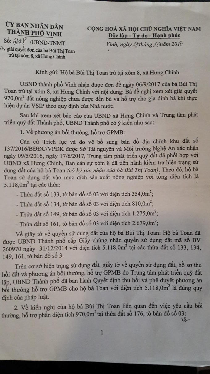 Vụ gần 1000 m2 đất bị “quên” đền bù tại TP Vinh: UBND tỉnh Nghệ An yêu cầu làm rõ!
