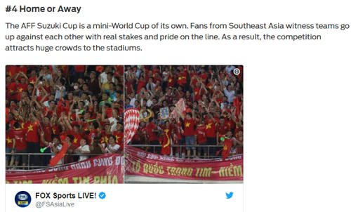 Tờ Fox Sport châu Á không khỏi bất ngờ trước sự cổ vũ lớn lao của CĐV Việt Nam tại SVĐQG Lào.