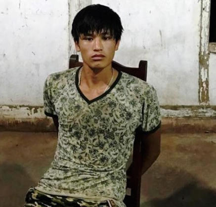 Đối tượng Vàng Văn Dương tại cơ quan công an.