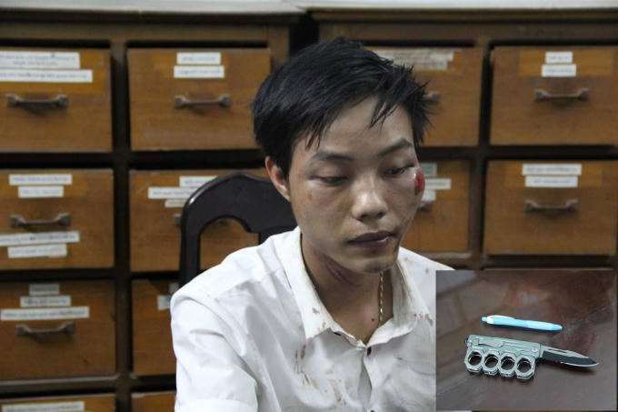 Đối tượng Nguyên và con dao bấm gây án (ảnh nhỏ).