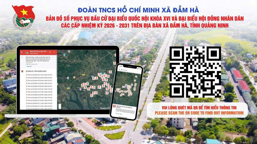 Đoàn Thanh niên xã Đầm Hà triển khai Bản đồ số phục vụ bầu cử, giúp người dân thuận tiện tìm kiếm thông tin về khu vực bầu cử.