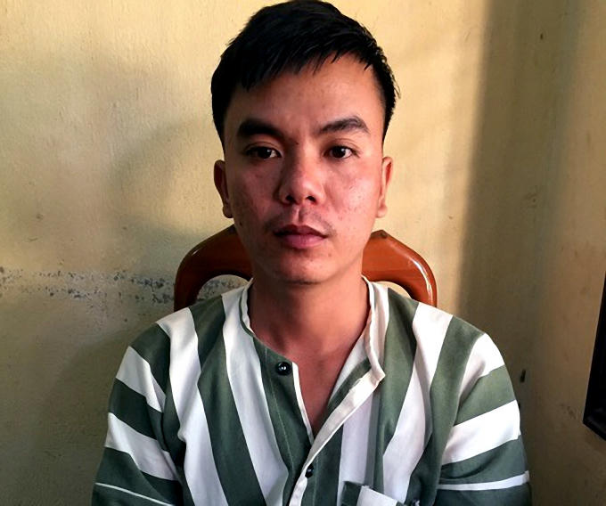 Đối tượng Huy tại cơ quan công an.
