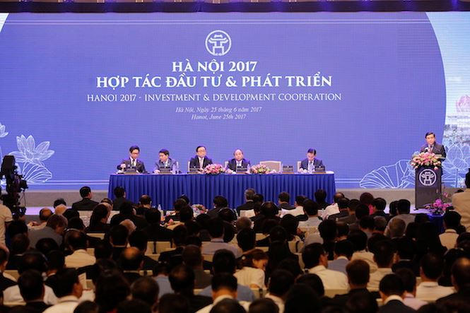 Quang cảnh Hội nghị Hợp tác đầu tư Hà Nội năm 2017.