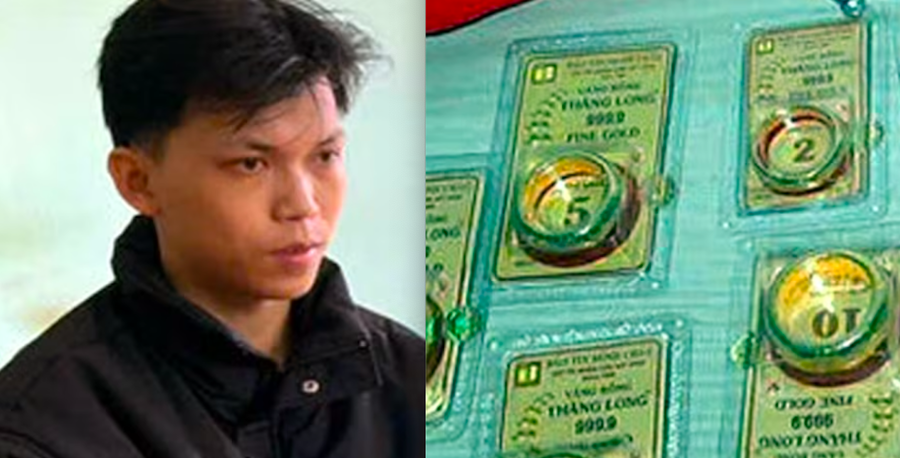 Đối tượng Trần Quang Trường cùng tang vật vụ án.