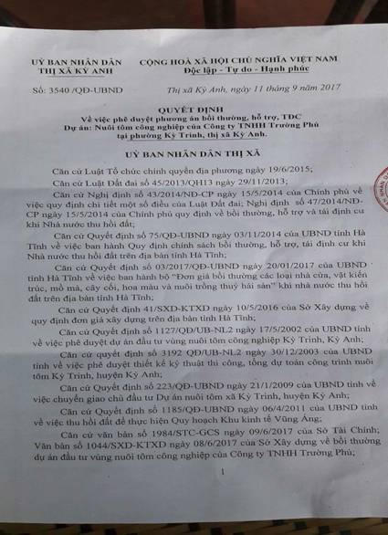 Quyết định phê duyệt trái thẩm quyền của UBND TX Kỳ Anh