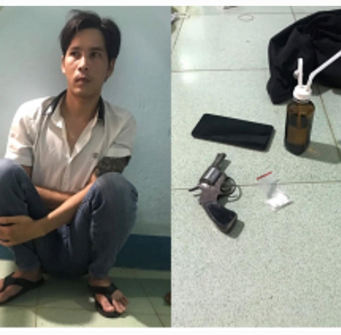 Đối tượng Tiền cùng tang vật của vụ việc (Ảnh: Cơ quan công an).