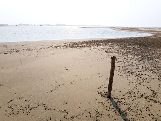 Mốc cắm ở mép nước cách đây ít lâu giờ đã lùi sâu vào trong.