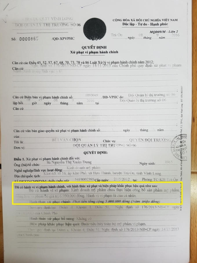 Mỹ phẩm đã công bố đúng quy định vẫn bị xử phạt.