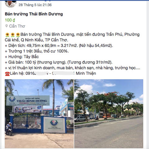 Thông tin rao bán Trường phổ thông Thái Bình Dương.