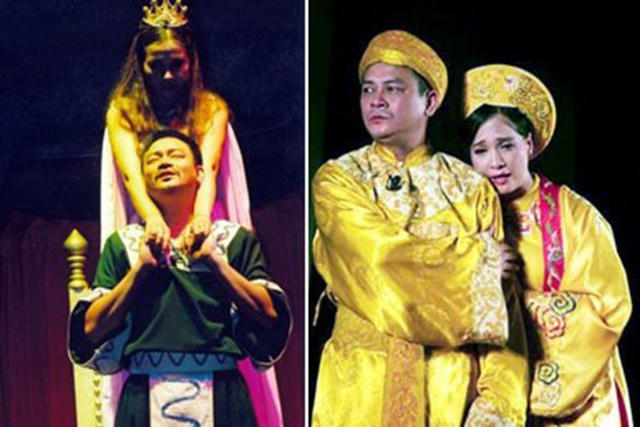 Anh Tú trong "Rừng trúc" (phải) và Anh Tú trong "Macbet" (trái).