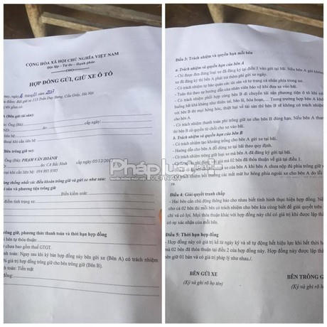 Hợp đồng trông giữ xe ở 113 Trần Duy Hưng