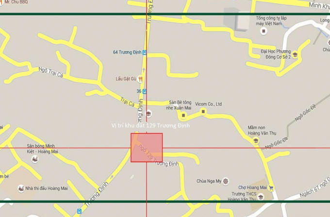 Vị trí khu đất 129 Trương Định, nơi Công ty CP Đồng Tháp Đang nợ tiền sử dụng đất.