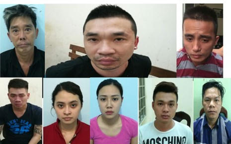Các đối tượng trong đường dây ma túy khủng vừa bị Công an quận Bình Thạnh khám phá. Ảnh: CA.