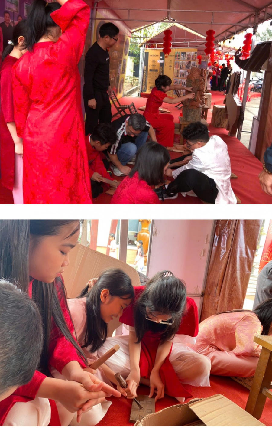 Các em thích thú khi được làm nghệ nhân nhí. Ảnh Phạm Trang