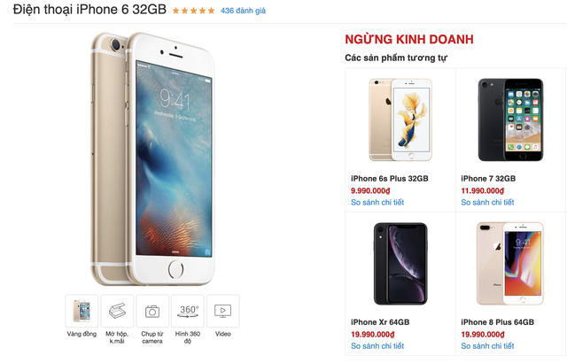 iPhone 6 ch&iacute;nh h&atilde;ng ngừng kinh doanh
