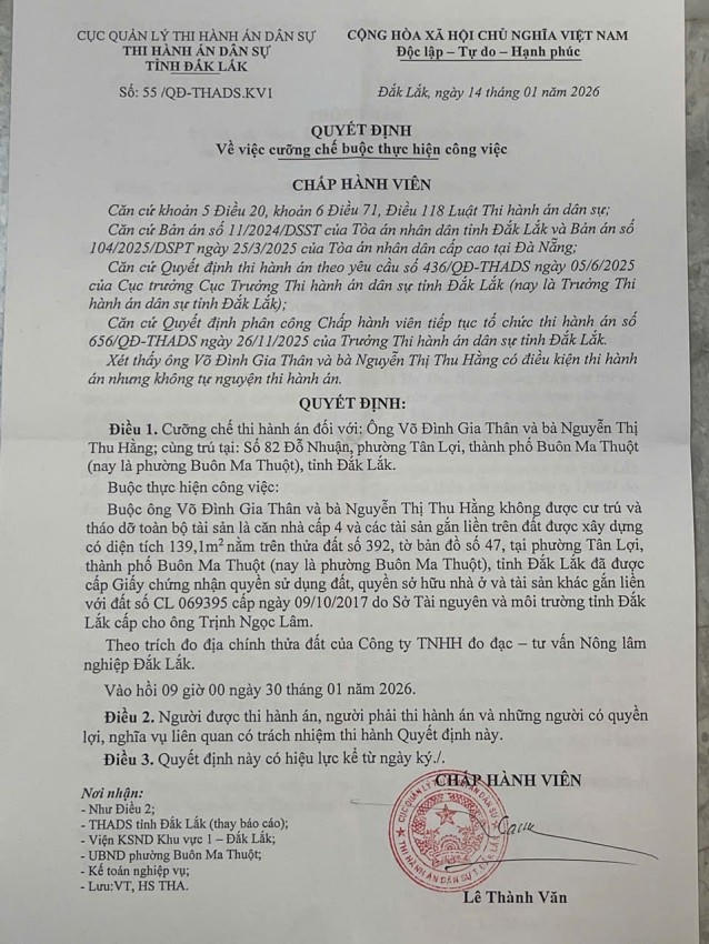 Quyết định cưỡng chế.