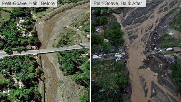 Sức tàn phá khủng khiếp của cơn bão Matthew khi đổ bộ vào Haiti. (Ảnh: BBC)