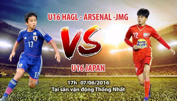 17h00 chiều nay 7/6, U16 HAGL Arsenal JMG sẽ có trận giao hữu với U16 Nhật Bản trên sân Thống Nhất