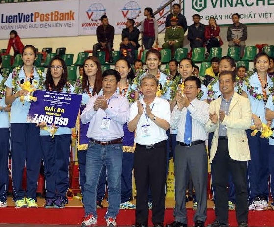 Nữ VTV Bình Điền quyết tâm bảo vệ thành tích trước Thông tin LVPB trận bán kết Cúp Hùng Vương 2016. Ảnh: VTV Bình Điền