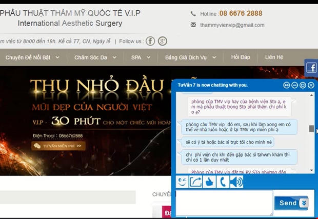 Nhân viên khẳng định Thẩm mỹ viện VIP có phòng phẫu thuật ở bệnh viện.