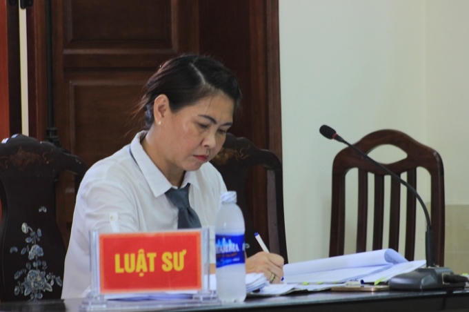 Luật sư Phan Thị Hương Thủy tại phiên tòa.