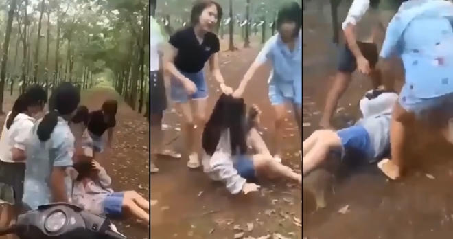 Nhóm nữ đánh nhau rồi quay clip tung lên mạng.