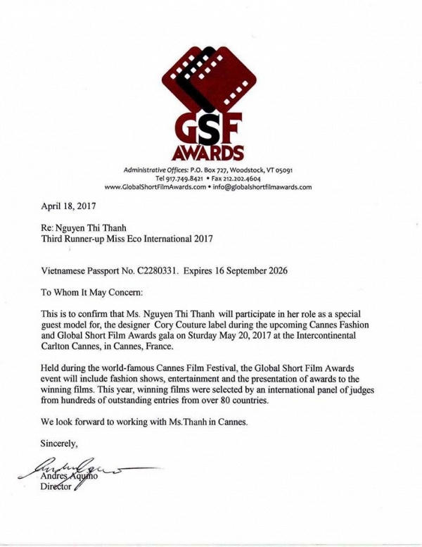 Thư mời của Nguyễn Thị Thành do chính cô đăng tải trên Facebook cá nhân