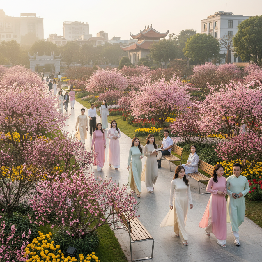 Những luống hoa được chăm sóc kỳ công để phục vụ chung cho tất cả mọi người cần được nâng niu thay vì bị giẫm đạp chỉ vì một bức ảnh đẹp cá nhân. (Ảnh: Phạm Duy)