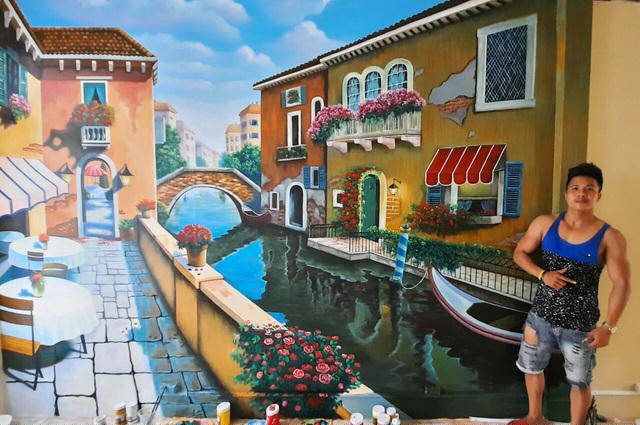 Một tác phẩm vẽ tranh tường do Tư thực hiện.