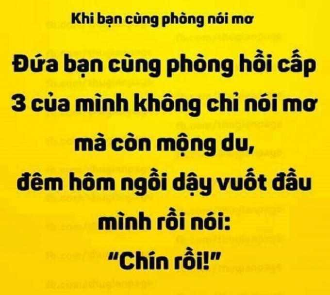 Bạn cùng phòng nói mơ, hành động làm bạn khác không hiểu chuyện gì xảy ra. (Nguồn:Facebook).