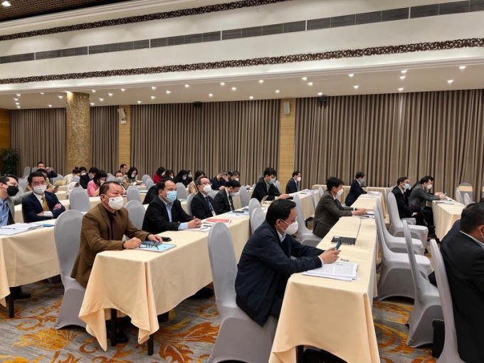 Đại biểu dự Hội nghị toàn quốc triển khai công tác tư pháp năm 2022 tại điểm cầu Hà Nội.