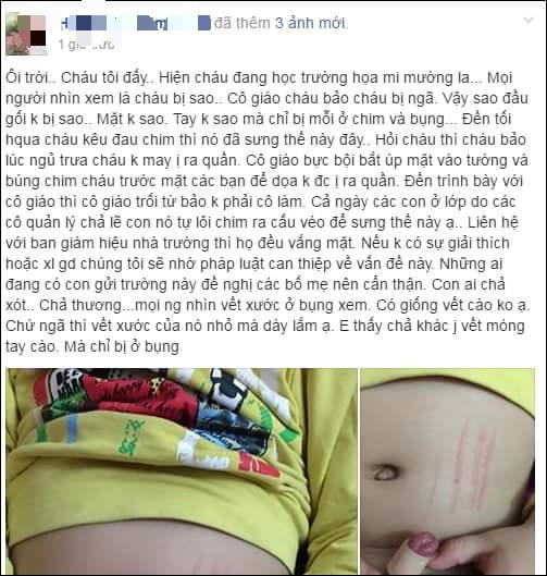 Nick facebook có tên H. T. K. T chia sẻ dòng trạng thái về bé trai trên mạng xã hội khiến dư luận bức xúc.