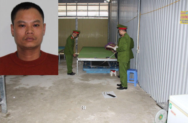 Đối tượng Hưởng và hiện trường vụ án.