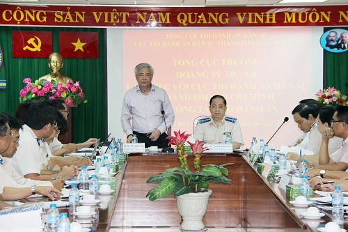Ông Hoàng Sỹ Thành - Tổng cục trưởng làm Trưởng đoàn làm việc với Cục Thi hành án dân sự TP.HCM về công tác THADS.