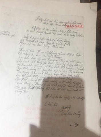 Đơn xin di dân lên vùng kinh tế mới.