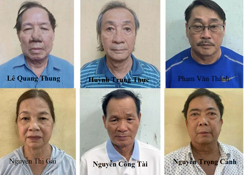 Các bị can trong vụ án xảy ra tại Tập đoàn Công nghiệp Cao su Việt Nam - Ảnh: BCA.