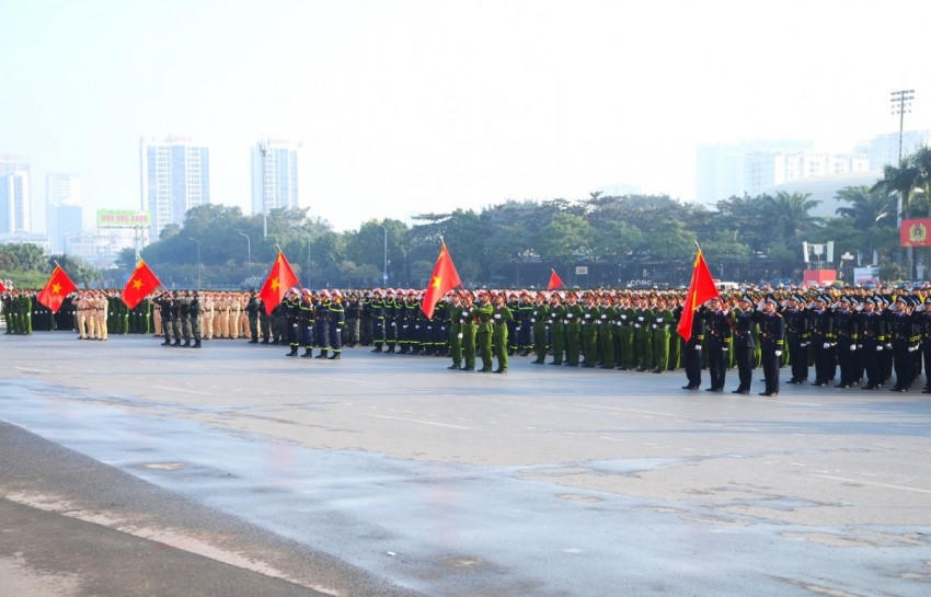 Các lực lượng tham gia Lễ xuất quân và diễn tập phương án.