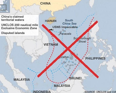Philippines đâm đơn kiện về yêu sách "đường lưỡi bò" của Trung Quốc. (Đồ họa: BBC)