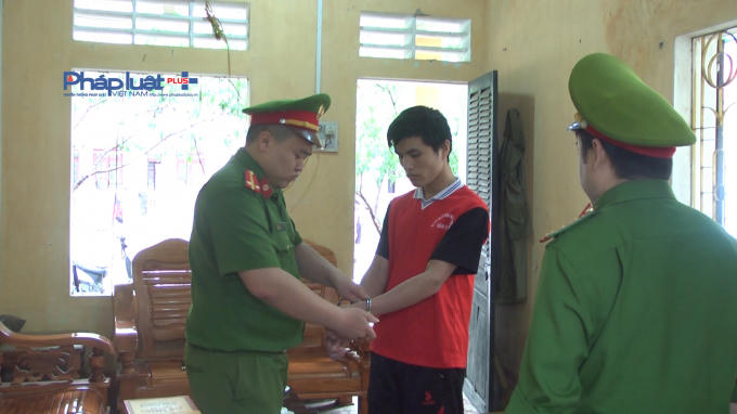 Đối tượng Điền Thanh Hà tại cơ quan công an.