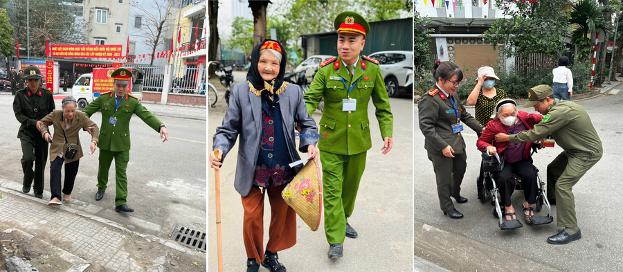 Không chỉ hướng dẫn các quy trình, quy định về bầu cử, các cán bộ chiến sỹ Công an phường Kiến Hưng, TP Hà Nội tận tình hồ trợ người dân, đặc biệt các cụ cao niên đi lại khó khăn, tại các điểm bầu cử trên địa bàn đã tạo những dấu ấn, cảm xúc đặc biệt đối với người dân.