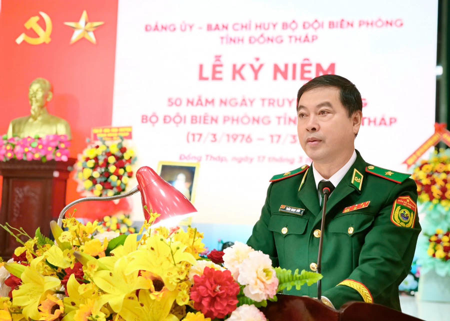 Thiếu tướng Trần Ngọc Hữu, Phó Tư lệnh Bộ đội Biên phòng đã biểu dương, chúc mừng và đánh giá cao những chiến công, sự trưởng thành vượt bậc của các thế hệ cán bộ, chiến sỹ Bộ đội Biên phòng tỉnh Đồng Tháp.