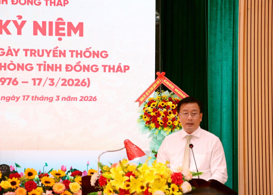 Ông Nguyễn Phước Thiện, phó chủ tịch UBND tỉnh Đồng Tháp phát biểu chỉ đạo tại buổi lễ